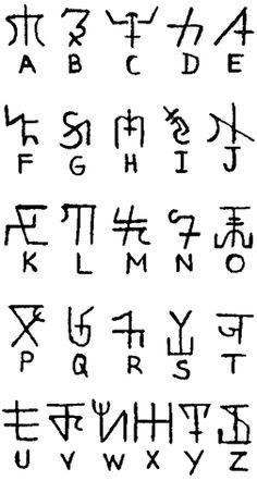 an ancient alphabet written in cursive writing