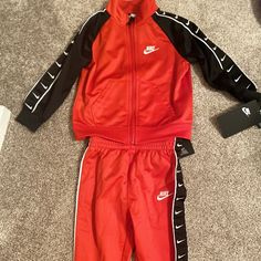 Nwt, Red And Black Nike Outfit Red Sports Sets For Spring, Sporty Red Sets For Spring, Sporty Red Long Sleeve Set, Red Long Sleeve Sports Sets, Red Sports Sets For Winter, Red Winter Sports Sets, Nike Casual Sets For Fall, Red Playtime Sets For Fall, Nike Casual Fall Sets