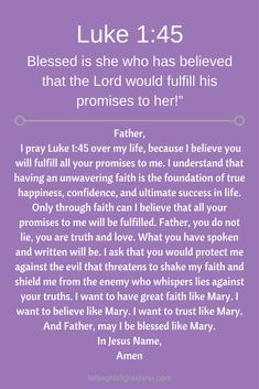 a purple background with the words luke 1 45