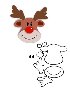 rudolph the reindeer face to be colored and outlined