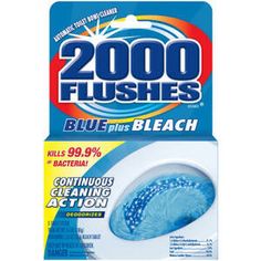 a package of 2000 flushes blue plus bleach