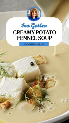 Ina Garten Creamy Potato Fennel Soup Fennel And Potato Soup, Fennel Potato Soup, Potato Fennel Soup, Soup With Fennel, Fennel Recipes Soup, Potatoes Chicken, Cream Of Potato Soup, Fennel Recipes