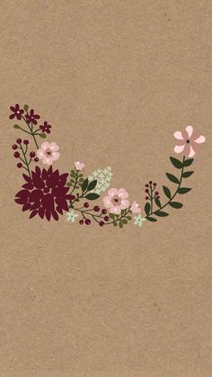 a brown paper with flowers and leaves on it