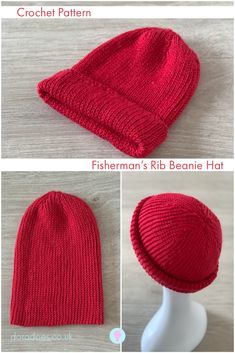 the instructions for how to knit a beanie hat