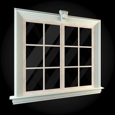 an open window on a black background