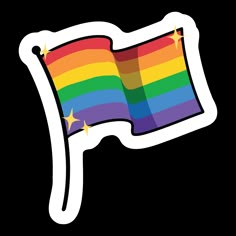 a rainbow flag sticker with stars on the top and bottom half, in white background