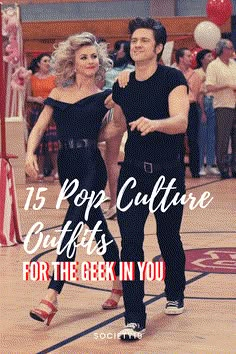 a man and woman are dancing together with the words 15 pop culture gifts for the geek in you