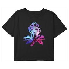 You'll never be able to let this awesome officially licensed Disney Frozen 2 Ombre Elsa Portrait Girls' Cropped T-Shirt gooooo! Now the cold won't bother you either with this tee that features a portrait of Elsa with her hair merging into the Arandelle castle. Dress in style this season with a new Frozen 2 design, perfect for Disney fans everywhere! Elsa Photos, Castle Dress, 2nd Birthday Shirt, Cropped Graphic Tees, Disney Frozen 2, 2 Birthday, Crop T Shirt, Frozen 2, Cropped T Shirt