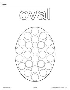 FREE Oval Do-A-Dot Printable Oval Coloring Page, Shape Coloring Pages, Q Tip Painting, Dot Worksheets, Shapes Worksheets, Do A Dot, Daycare Activities