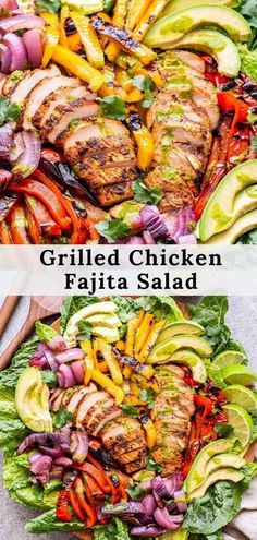 grilled chicken fajita salad with avocado and tomatoes