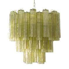 a green chandelier hanging from the ceiling