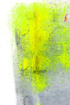 an abstract painting with yellow and green colors