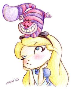 a drawing of a girl with a clown hat on her head