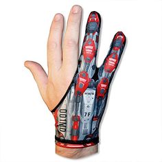 an image of a hand that is wearing a glove with cars printed on the palm