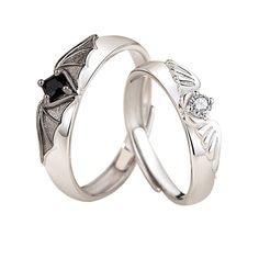 PRICES MAY VARY. DESIGN -- This gothic couples rings is designed by angel and devil wings. The opening of the ring is adjustable. The white symbolizes the angel and the black symbolizes the devil. ADJUSTABLE SIZE --- Devil and angel couple rings has an adjustable function, Fairly easy to resize,Very flexible, easy to put on or take off, suitable for most people to wear. MATERIAL --- Copper+zircon. Angel and devil rings are made of high-quality copper material. The copper material is easy to adju Adjustable Wedding Rings, Vintage Wedding Rings Sets His And Hers, Cute Couples Jewelry, Gifts To Give To Your Boyfriend, Goth Rings Wedding, Emo Wedding Rings, Matching Rings Aesthetic, Matching Promise Rings Couple, Promise Rings For Her Girlfriends