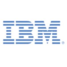 the ibm logo is shown in blue and black letters on a white background, as well as