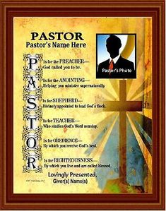 a pastor's certificate with an image of a cross and the words pastor is name here