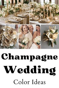 champagne and gold wedding color ideas for the brides, grooms, and guests