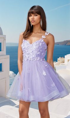 Butterfly embellished short a-line tulle homecoming dress. Butterfly Homecoming Dress, Butterfly Dresses, Dancing Queen Dresses, Eras Outfits, Swift Outfits, Tulle Homecoming Dress, Embellished Shorts, Butterfly Party, Taylor Swift Outfits