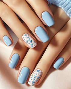 Nail Designs Dots, Simple Blue Nails, Neon Coral Nails, Blue Nail Design, Latest Nail Designs, Baby Blue Nails, May Nails, Hello Nails, Summer Toe Nails