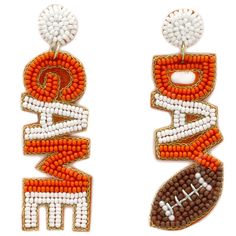 PRICES MAY VARY. Handmade Game Day Post Earrings Colors may vary due to lighting 1.5 inch Long Game Day Dangling Lead Compliant Here is a pair of Beaded Game Day Post Earrings; Handmade Gameday Earrings Game Day Post, College Sport, Handmade Games, Game Day Football, Football Earrings, Handmade Earrings Beaded, Hair Accessories Gift, Pearl Headband, College Sports