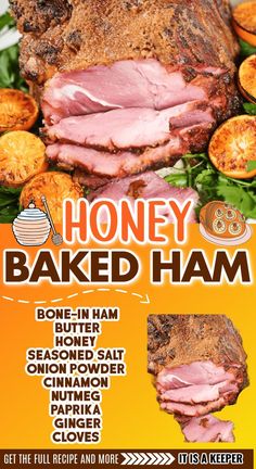 an advertisement for a baked ham company