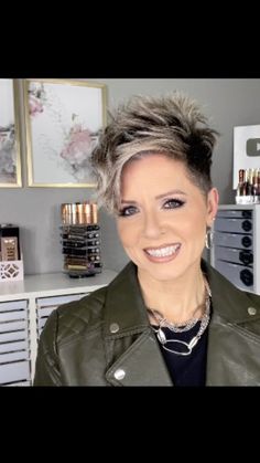 Short Spikey Hair For Women Over 50, Spike Hair, Spikey Hair, Spiky Hairstyles, Toned Hair, Shaved Hairstyles, Short Pixie Bob