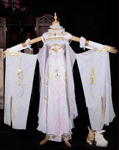 Chinese Ancient Cosplay Tang Dynasty Palace Lady Dance Costumes, Chinese Traditional White Hanfu Dress Clothing Chinese Cosplay Imperial Princess Costume for Women Gaun Abad Pertengahan, Decades Fashion, Ancient Dress, Ancient Chinese Clothing, Mode Kimono, Queen Costume, Hanfu Dress, Anime Cosplay Costumes, China Dress