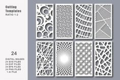 paper cutting templates with different shapes and sizes for laser cut patterns, including the design