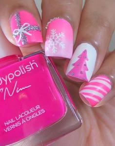 Christmas Winter Nails, Unghie Nail Art, Christmas Nails Easy, Nails And Toes, Simple Nail Art Designs, Christmas Nails Acrylic, Winter Nail Designs, Winter Nail