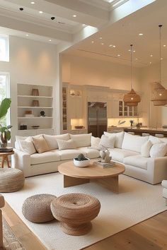 43 Neutral Living Room Ideas for Timeless Elegance - DecorWithEva Light Wooden Coffee Table, Aesthetic Plush, Coastal Decorating Living Room, Beige Living Rooms, Neutral Living Room, Timeless Aesthetic, Stylish Living Room, White Sofas