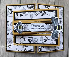 a close up of a card made with stampin's bee happy moments stamps