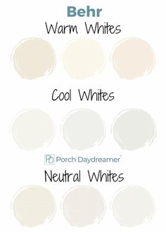 the different shades of paint that are used to create warm whites and neutral whites