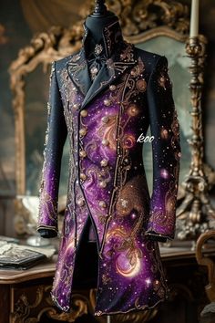 (9) koo on X: "紫宇宙のスーツ https://t.co/VaUqDE6C8b" / X Urban Wizard, Fantasy Formal, Dnd Fashion, Odd Objects, Abandoned Library, Man Dress Design, Masquerade Ball Party, Character Clothes, Masquerade Wedding