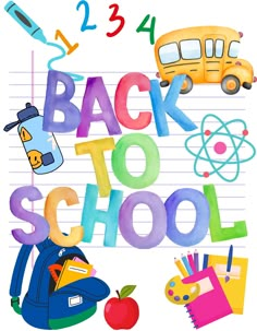 the back to school poster is in color