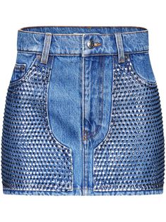 blue cotton denim crystal embellishment belt loops star embroidery front button and zip fastening contrast stitching thigh-length straight hem two side inset pockets rear patch pocket Dress Reference, Denim Miniskirt, Embellished Skirt, Denim Ideas, Perfectly Posh, Stylish Skirts, Star Embroidery, Fashion Bottoms, Womens Denim