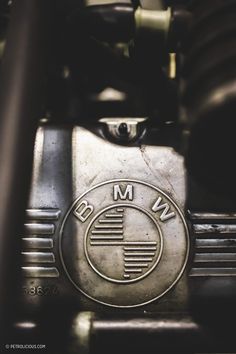 an emblem on the engine of a motorcycle