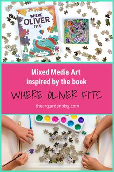 kids's hands and their artwork work with the text mixed media art inspired by the book where older fits