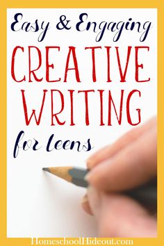 a hand writing on paper with the words easy and engaging creative writing for teens