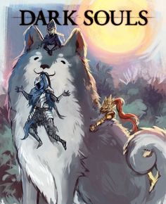 the cover to dark soul's book, with an image of two people riding on top of a wolf