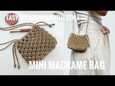 a crocheted bag with the words easy and beautiful style in front of it