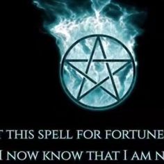 an image of a pentagramil with the words, it is spell for fortune i know