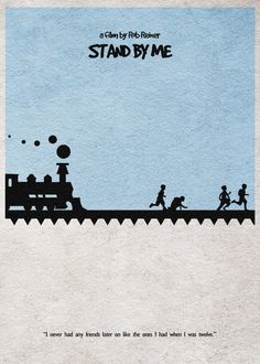 a movie poster for stand by me with the silhouettes of people on a boat