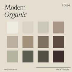 the cover of modern organic magazine, featuring different shades of brown and beiges in various colors