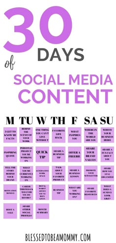 the 30 days of social media content