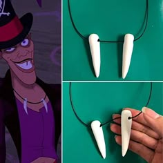 two pictures of the same necklace with different teeth