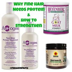 The best natural hair treatments for fine hair are those containing protein. One of the best hair care tips for natural hair is the use protein treatments which helps natural hair growth. Types Of Protein, Growing Long Natural Hair, Herbal Hair Care, Length Retention, Stop Hair Breakage, Protein Conditioner, Fine Natural Hair, Breaking Hair