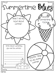 the summertime blues worksheet for students to practice their reading skills and activities