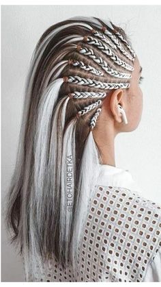 Rave Hair, Viking Hair, Hairdo For Long Hair, Hair Stylist Life, Braids For Long Hair, Grey Hair, Copic, Braid Styles, Fall Hair