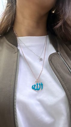 Blue-Pink Enamel Allah Written Pendant Necklace, Farsi Necklace, Quran Necklace, Gold Islamic Necklace, 925 Solid Silver, Gift For Her Muslims 40+5 cm 14k Gold Vermeil This lovely necklace is a perfect gift for your loved ones or just for yourself! 💫Listing is for 1 necklace . Please choose a color in the variations section. Jewelry is made with 925 sterling silver and plated with 14K rose gold/gold PRODUCTION  TIMES  * All items are custom made to order. Our production time is about 1-3busines Pink Sterling Silver Necklace With Charms, Islamic Necklace, Allah Necklace, Islamic Jewelry, Piercing Cartilage, Pink Necklace, Helix Piercing, Pink Enamel, Cartilage Piercing